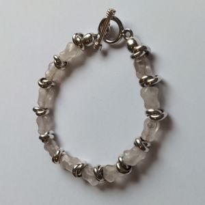 Rose quartz and sterling silver bracelet Ross Simons